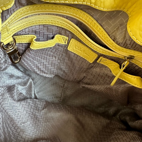 Cole Haan handbag purse yellow w gold detailing soft pebbled leather - Picture 7 of 15